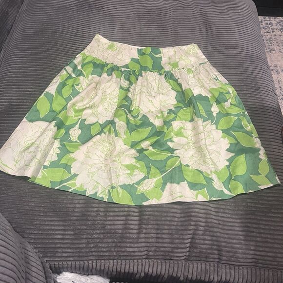 New! Trina Turk Floral Skirt Size 4, Green, Lined, Side Zip Silk - Picture 2 of 11